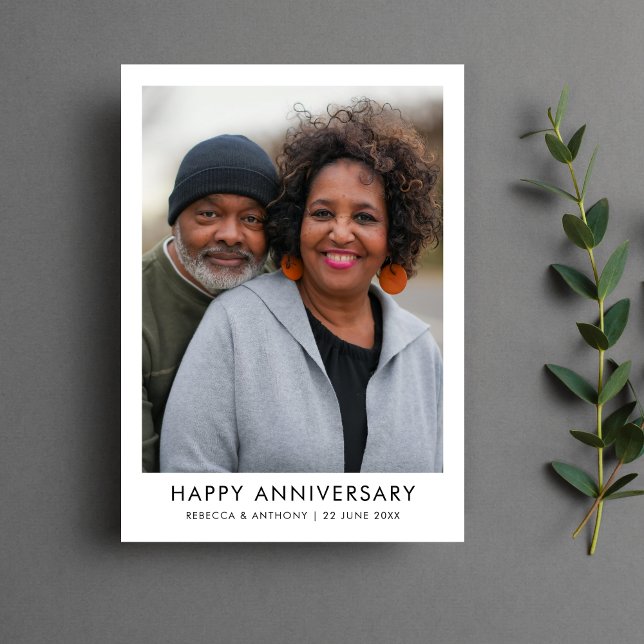 Happy Anniversary Modern Photo Card (Happy Anniversary Photo Card)