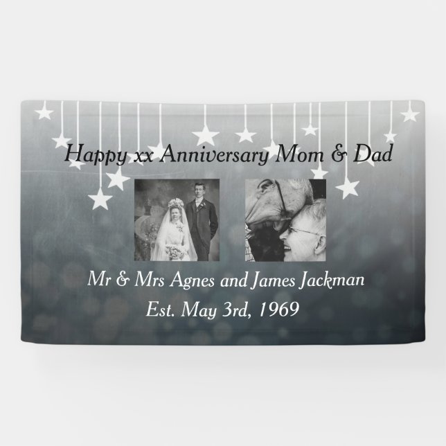 Happy Anniversary Mom and Dad Old and New Photo Banner (Horizontal)