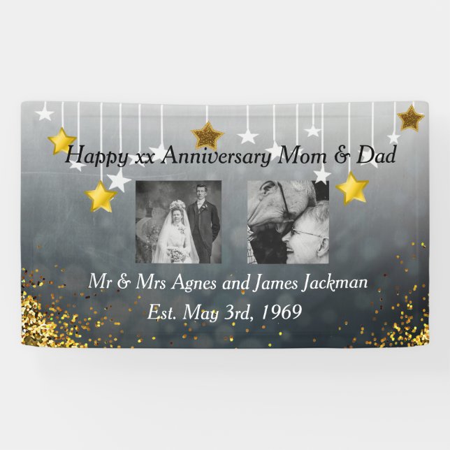 Happy Anniversary Mom and Dad Old and New Photo Banner (Horizontal)