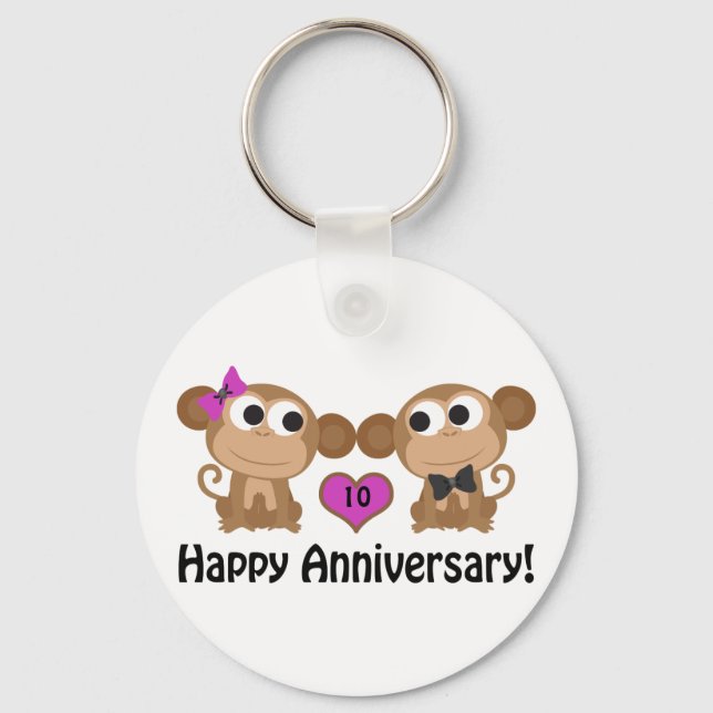 Happy Anniversary Monkeys Keychain (Front)