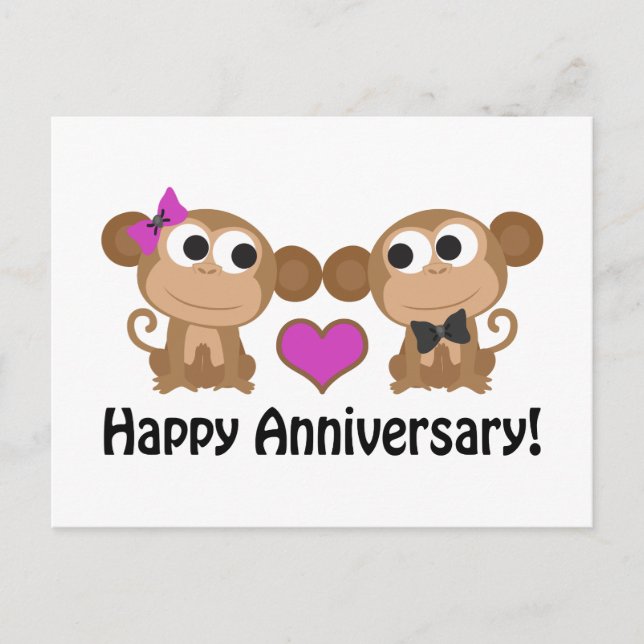 Happy Anniversary Monkeys Postcard (Front)