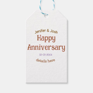 happy anniversary name golden pink details trendy gift tags