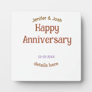 happy anniversary name golden pink details trendy  plaque