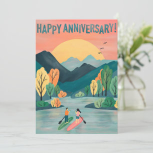 Happy Anniversary Paddleboarding SUP Paddleboard  Card