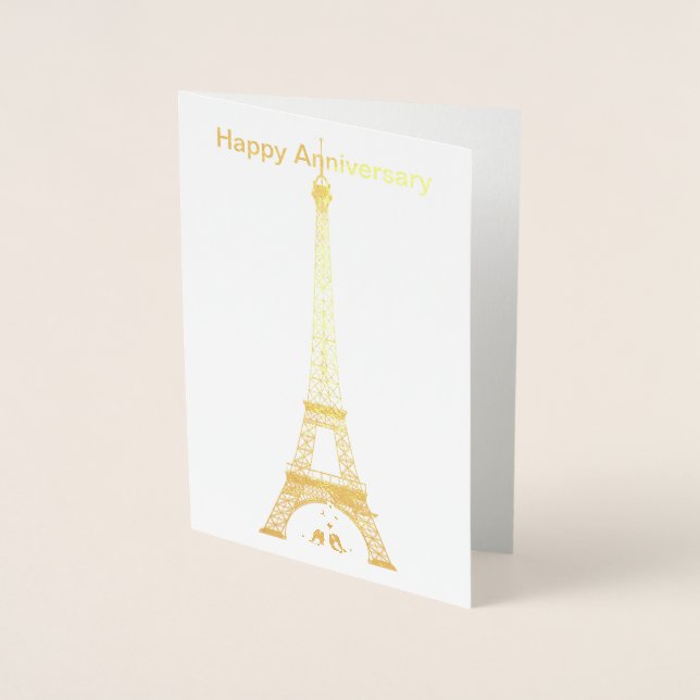 Happy Anniversary Paris Eiffel Tower Foil Card (Front)