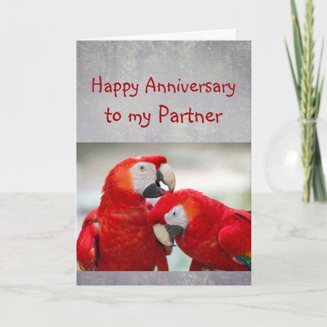 Happy Anniversary Partner Parrot Wife Love  Card (Front)