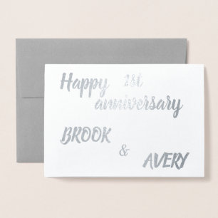 Happy Anniversary Personalized Names & Number Foil Card