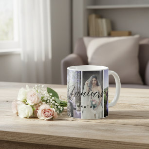 Happy Anniversary Photo Collage Mug Vertical Photo