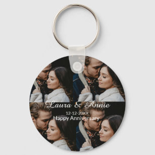 Happy anniversary photo collage name date simple w keychain