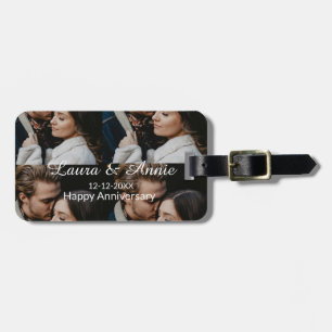 Happy anniversary photo collage name date simple w luggage tag