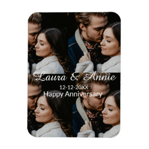 Happy anniversary photo collage name date simple w magnet