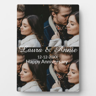 Happy anniversary photo collage name date simple w plaque
