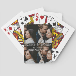 Happy anniversary photo collage name date simple w playing cards