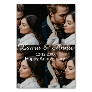 Happy anniversary photo collage name date simple w table number