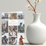Happy Anniversary Photo Collage Romantic Modern Card<br><div class="desc">Chic customizable photo collage card for your husband,  wife,  girlfriend,  or boyfriend on your anniversary. Add 9 of your favourite relationship,  engagement,  or wedding photos and order this custom cards as a romantic gift for your partner. A beautiful personalized card full of memories.</div>