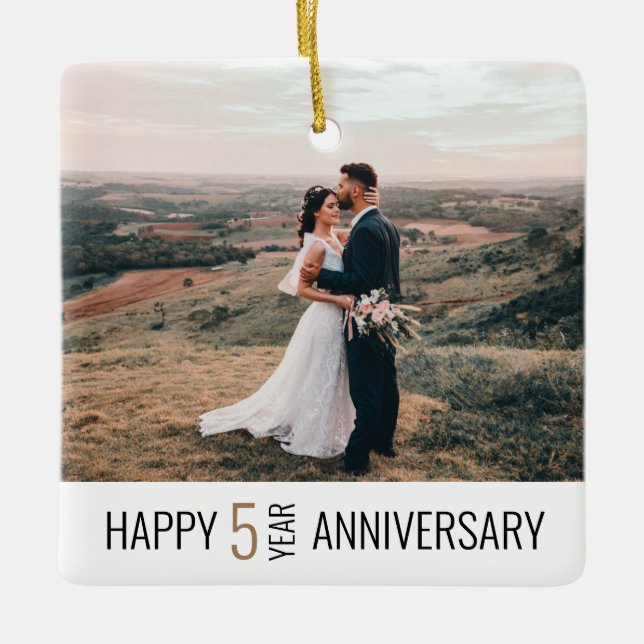 Happy Anniversary Photo Keepsake Gift Ceramic Ornament (Front)