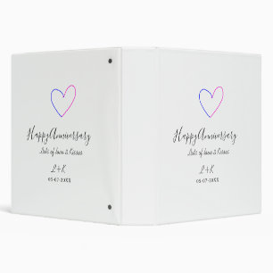 Happy anniversary pink blue heart name date simple binder