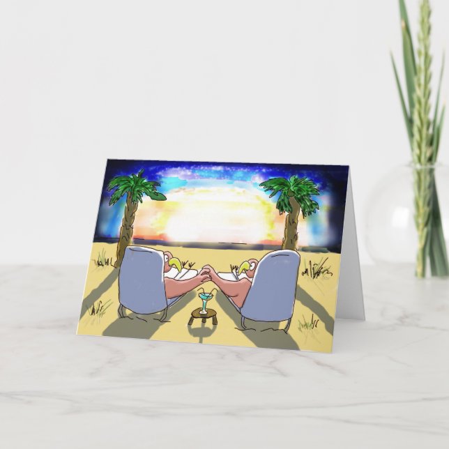 Happy Anniversary Pink Flamingo Couple Card (Front)