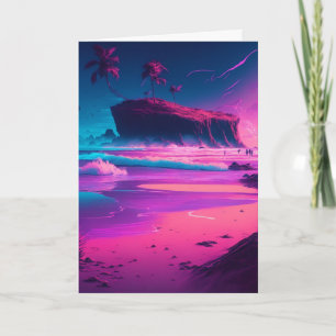 Happy Anniversary    Pink Ocean Waves Card