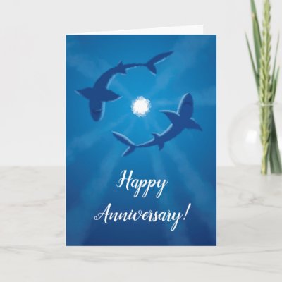 Happy Anniversary Sharks Couple Silver Moon Card