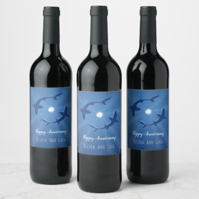 Happy Anniversary Sharks Couple Silver Moon