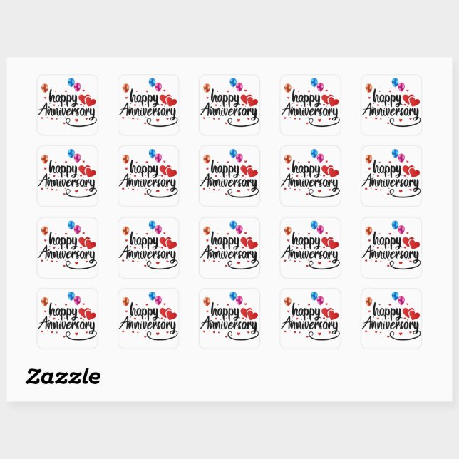 Happy Anniversary Square Sticker   (Sheet)