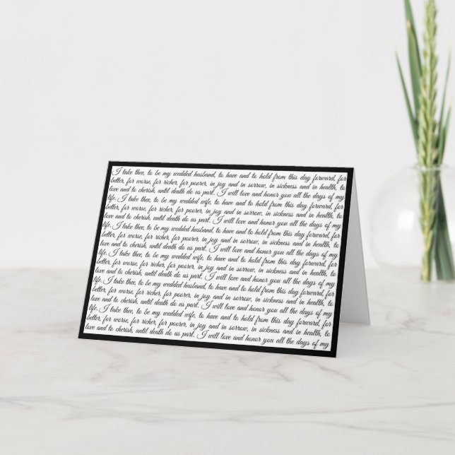 Happy Anniversary to my Husband, Wedding Vows Thank You Card (Front)