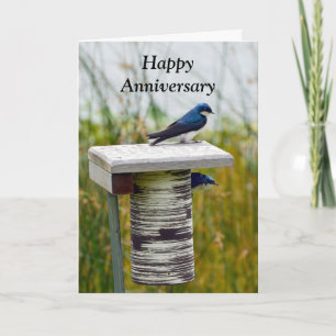 Happy Anniversary Tree Swallow Couple Card