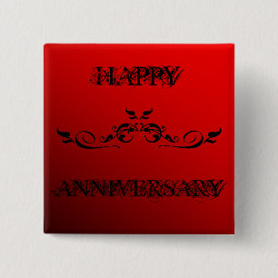 Happy Anniversary Two Tone Red 2 Inch Square Button