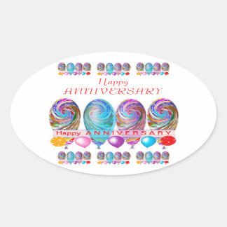 Happy ANNIVERSARY: Txt editable any occassion Oval Sticker