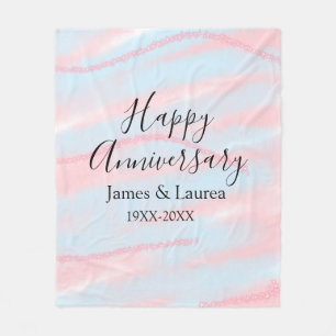 Happy anniversary wedding name date year pastel  fleece blanket