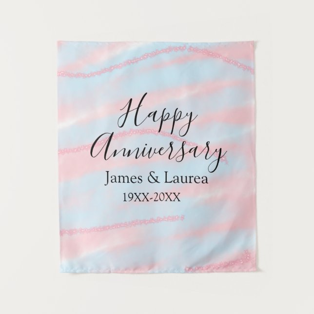 Happy anniversary wedding name date year pastel  tapestry (Front)