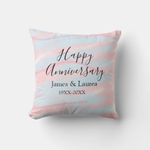 Happy anniversary wedding name date year pastel throw pillow