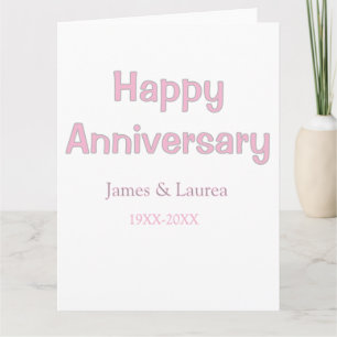 Happy anniversary wedding name date year pink grey card