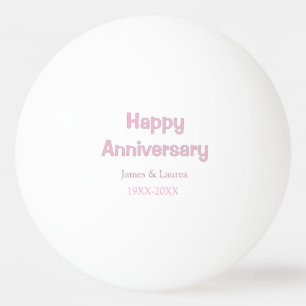 Happy anniversary wedding name date year pink grey ping pong ball