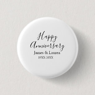 Happy anniversary wedding name date year simple mi 1 inch round button