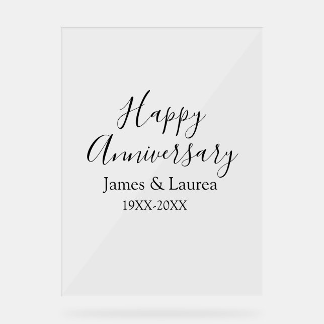 Happy anniversary wedding name date year simple mi acrylic sign (Front)