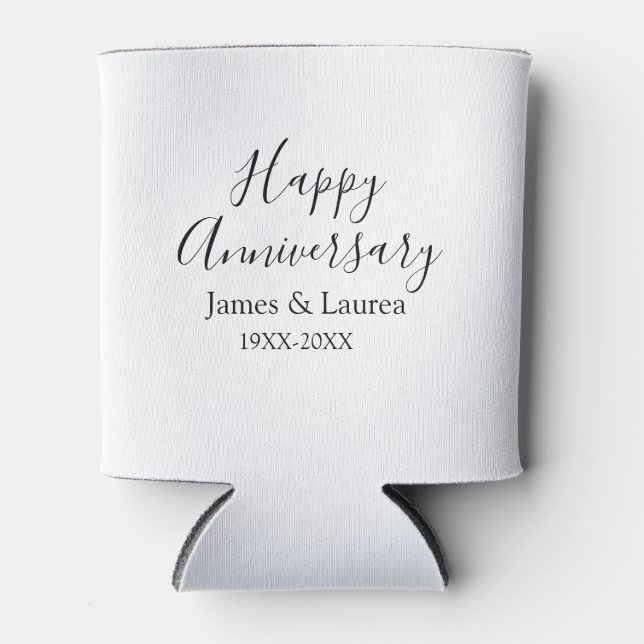 Happy anniversary wedding name date year simple mi can cooler (Front)