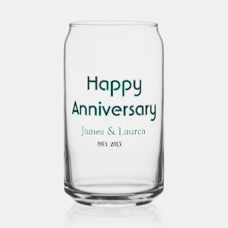 Happy anniversary wedding name date year simple mi can glass