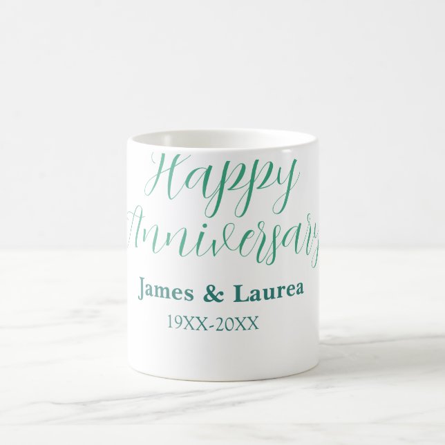 Happy anniversary wedding name date year simple mi coffee mug (Center)