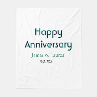 Happy anniversary wedding name date year simple mi fleece blanket