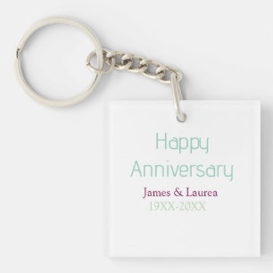 Happy anniversary wedding name date year simple mi keychain