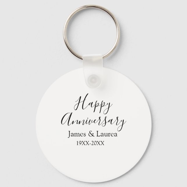 Happy anniversary wedding name date year simple mi keychain (Front)