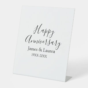 Happy anniversary wedding name date year simple mi pedestal sign