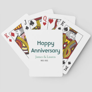 Happy anniversary wedding name date year simple mi playing cards