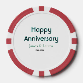 Happy anniversary wedding name date year simple mi poker chips