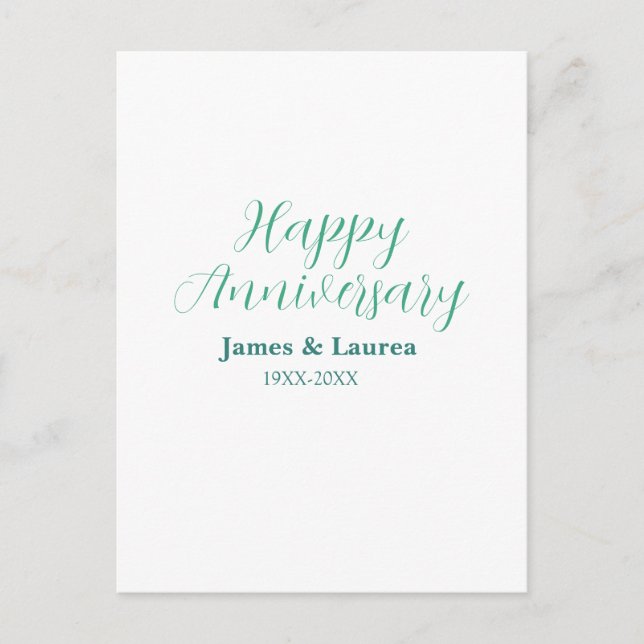 Happy anniversary wedding name date year simple mi postcard (Front)