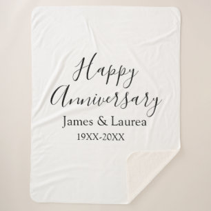 Happy anniversary wedding name date year simple mi sherpa blanket