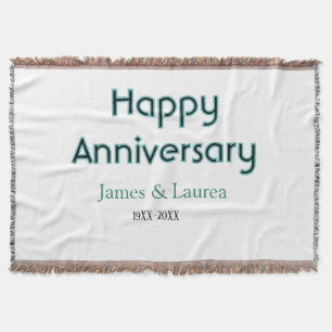 Happy anniversary wedding name date year simple mi throw blanket