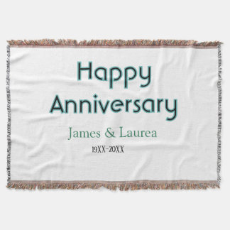 Happy anniversary wedding name date year simple mi throw blanket
